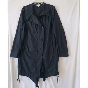 Helmut Lang Womens 100% Cotton Black Zip Up Button Jacket Trench Large